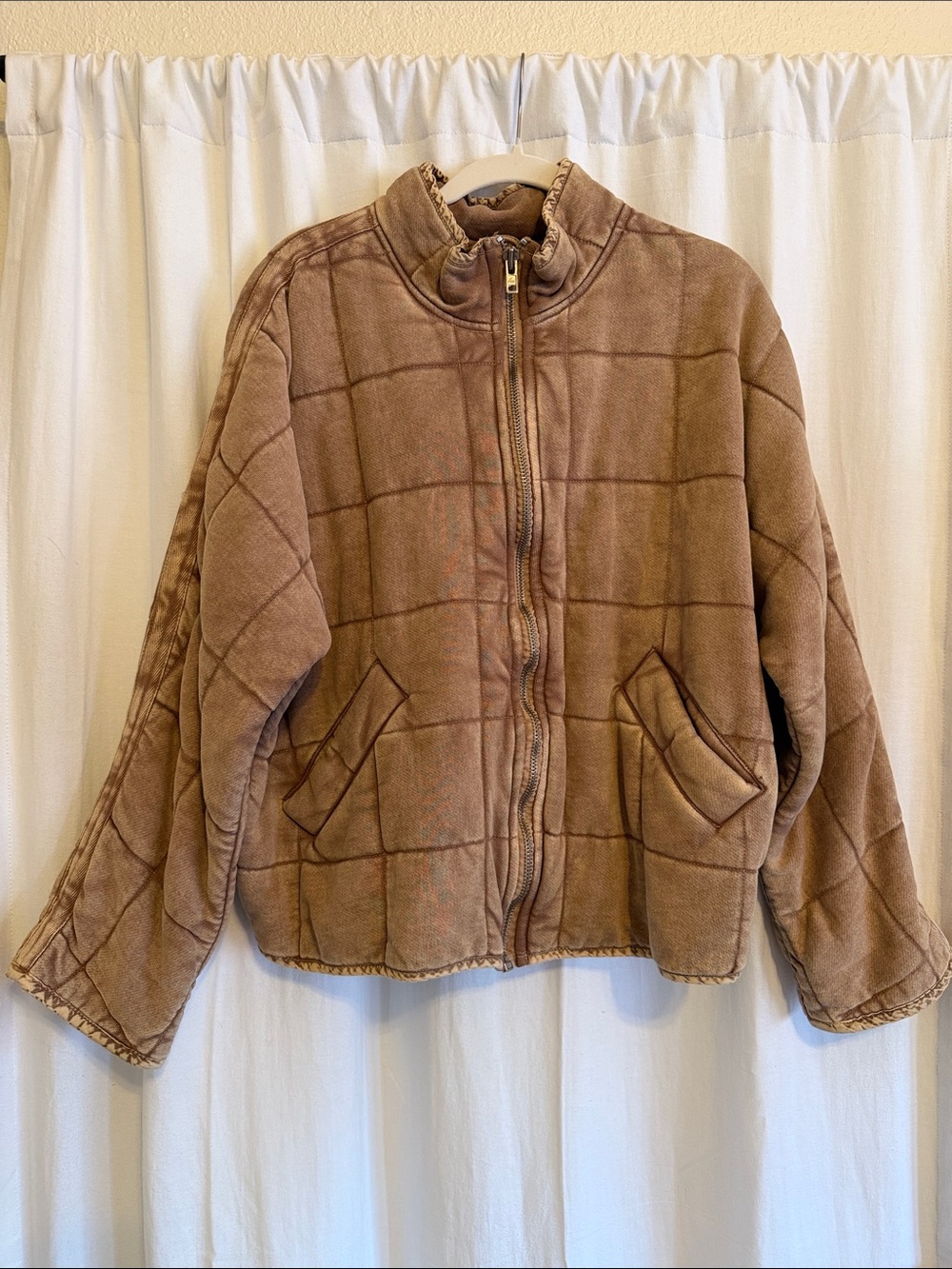 Free People Dolman Quilted Jacket Taupe/Champagne Pink Color: Size S